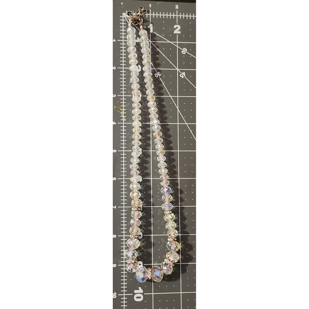 VTG Aurora Borealis AB Crystal Bead Necklace Triple Row Stretch Bracelet Set - Picture 5 of 11